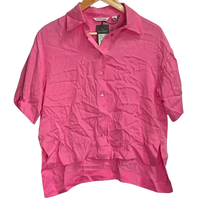 Country Road Ultra Pink Cupro Button Detail Short Sleeve Shirt Size 4