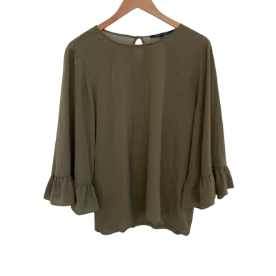 French Connection Womens  Size L Long Sleeve Top Olive 