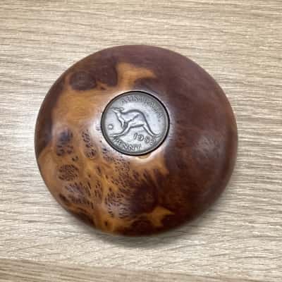 Australian penny wooden paper weight