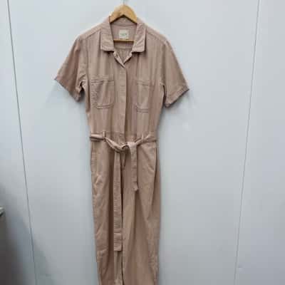 Selected Femme Cropped Denim Jumpsuit - Size 42