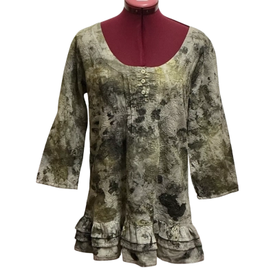 Gone Rustic Women’s  Size M Blouse Green / Grey / Pattern 