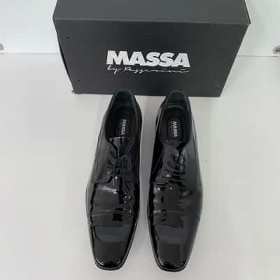 MASSA , Monza  Patent synthetic leather lace-up formal shoes, Mens  Size 11 Black  
