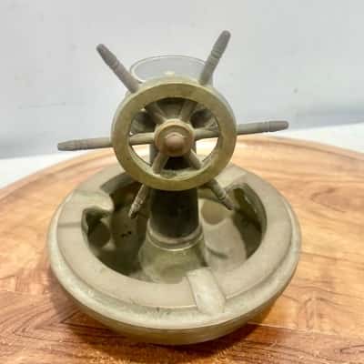 Vintage Brass Ashtray Ship Wheel