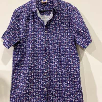  Dockers Mens  Size XL Short Sleeve Shirt Blue 