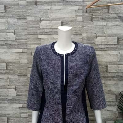 Liz Jordan Women's  Size 10 Blazer Navy Blue / White 