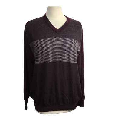 Sportscraft Mens  Size XL 100% Wool Burgundy Knit Pullover Jumper