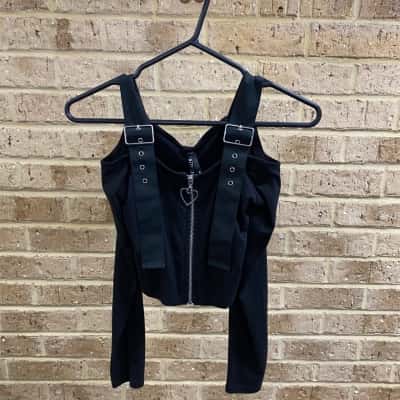 Dangerfield Womens  Heart Zip Jersey Crop Top Size 6 