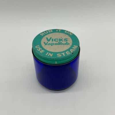 Vintage Vicks VapoRub Cobolt Blue Glass Jar [B#28]