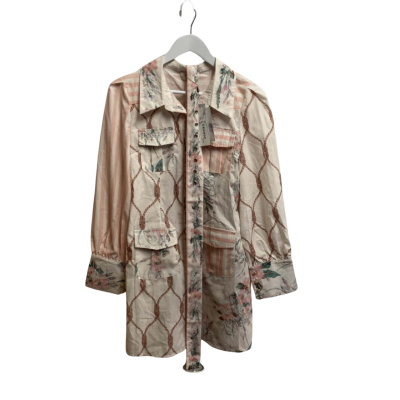 ORANGE JUICE Womens  Size L Long Sleeve Top Collared Floral / Pink  