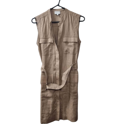 Witchery Women's Size 6 Linen Sleeveless Dress in Beige 