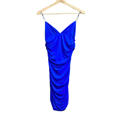 BNWT Meshki Lottie Rushed Mini Dress Bright Blue Size M