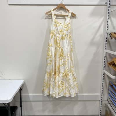 Aje.  Womens  Size 4 Maxi Dress White / Yellow 