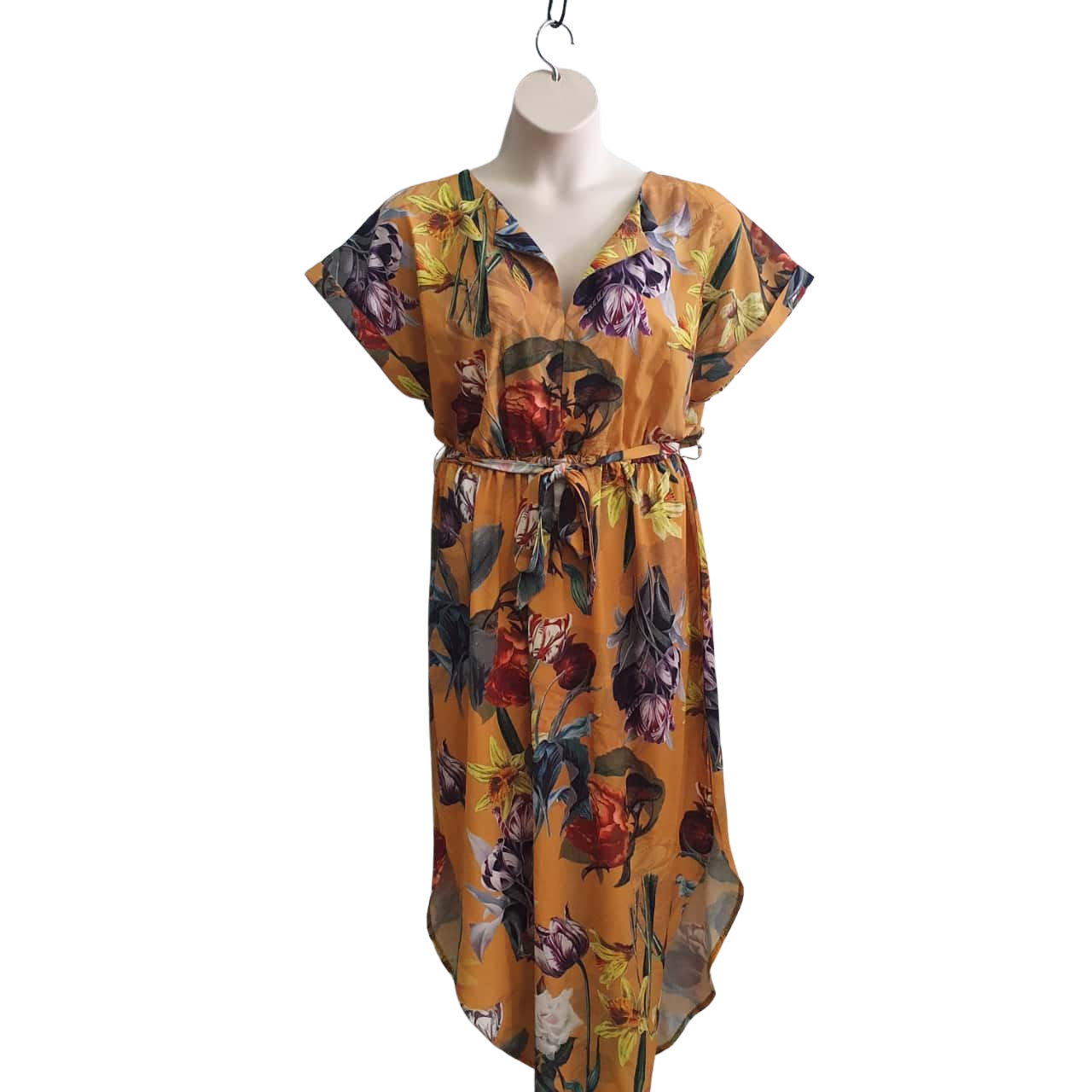 Womens Orange Floral Dress (s)