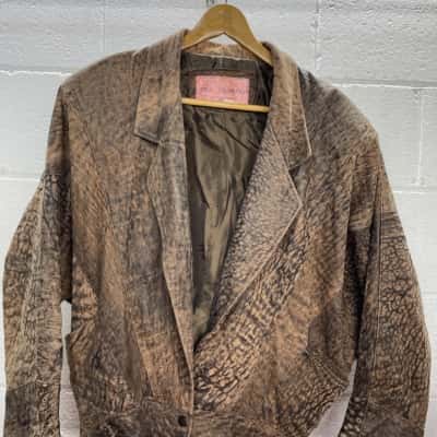  Womens  Size 12 Leather Jacket Brown 