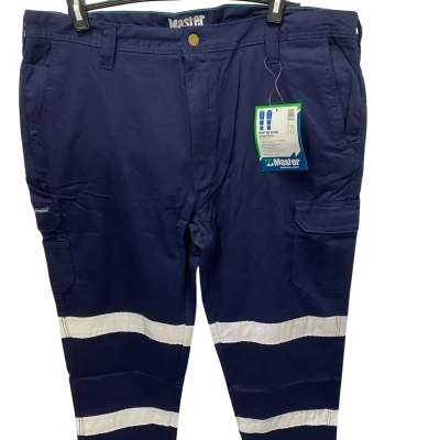  Mens  Master Size 112R Workwear Maxi MD Reflective Pants Navy Blue 