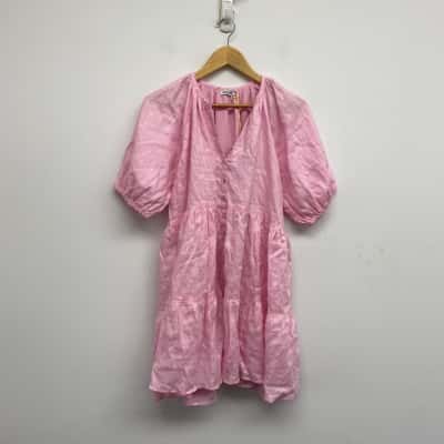 Ghanda Pristine Pink Frida Short Sleeve Mini Dress Size M 