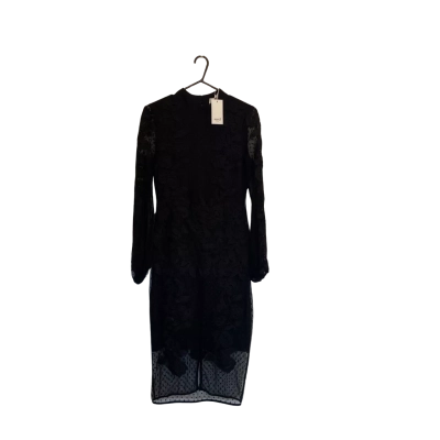 Seed Heritage Womens  Size 12 Cocktail Dress / Long Sleeve Dress Black  / Floral 