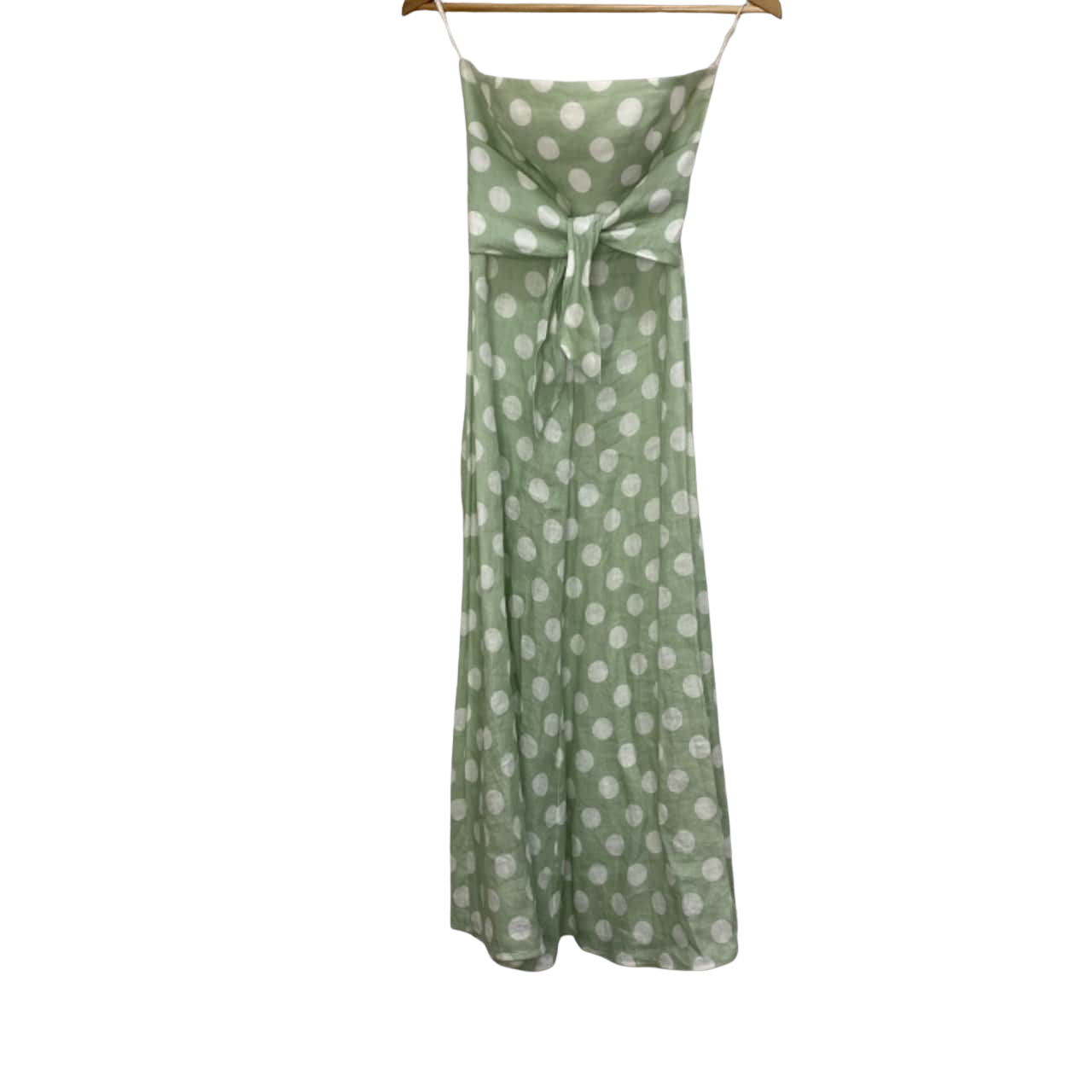slim fit dress slacks Timeless Polka Dot Green Cotton Maxi Dress with Puff Sleeves