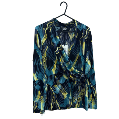 DKNY Womens  Size XXL Long Sleeve Green/Blue Top 