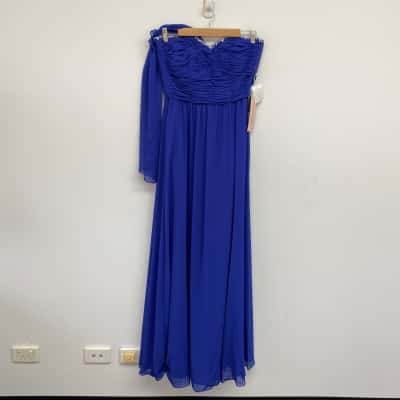 Morilee By Madeline Gardner Blue Embellished Strapless Maxi Dress Size 14 