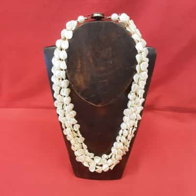  Womens Beaded Necklace Cream / Gold / Pearl 