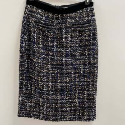 L K Bennett BNWT Size 12 Black Boucle Skirt