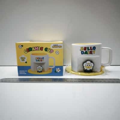 Miniso Minions Bello Daisy Ceramic Mug Coaster Set Illumination 390ml Boxed