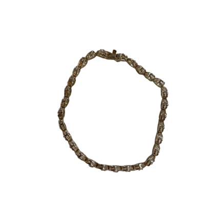 Silver Open Heart Bracelet with Clear Stones