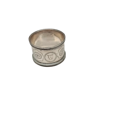 MID VICTORIAN  PERIOD  ENGRAVED STERLING SILVER NAPKIN RING 