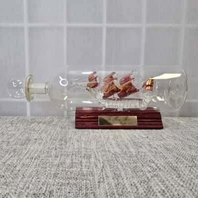 Mayflower 'The Mary Rose' Henry VIII's Flagship 1545 Hand Blown Ship In A Bottle 