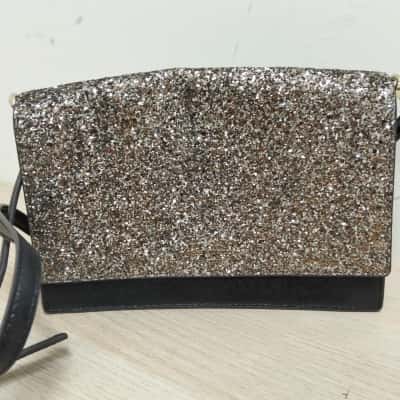 Kate Spade Womens Black  / Silver Sparkle Cross Body Bag VGUC