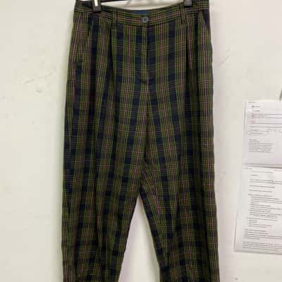 Princess Highway Womens  Size 12 Straight Leg Pants Green / Navy Blue / Pink  / Striped 