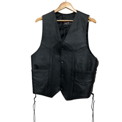  Shark Leather Vest Mens  Size S Vest Black  
