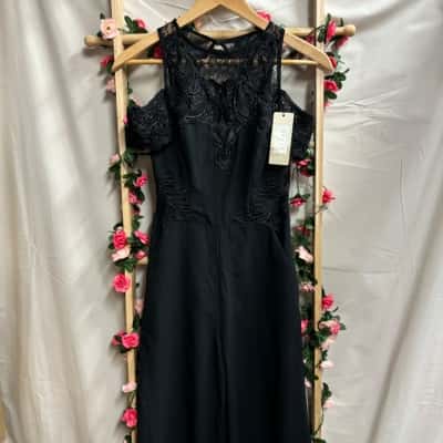 Womens Lipsy Black Lace Jumpsuit Size 6 RRP $199.95