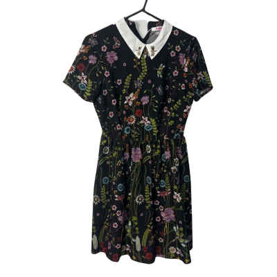Bulgur Folies  Size 8/10 Black  / Floral dress dragonfly detail