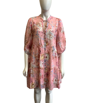 Iris Maxi Women's Size 14 Short Sleeved Mini Floral Dress Pink