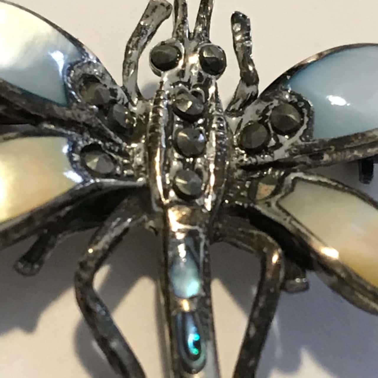 Gorgeous Vintage Dragonfly Brooch 925 Silver with - Wings & Paua Shell ...