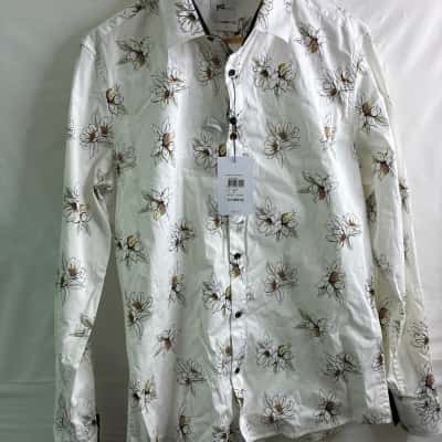 Yd. Mens Size M Long Sleeve Shirt Floral / White BNWT