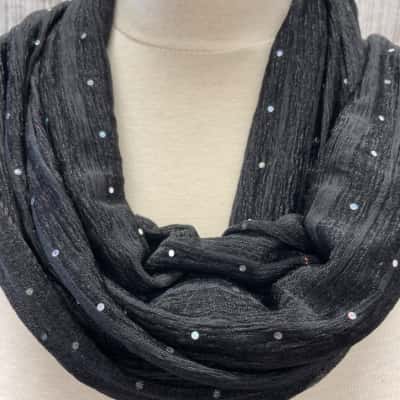  Womens  Size One Size Scarf Black  with round sparkly dots 