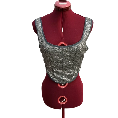 Pretty Little Thing Womens  Size 8 Cropped Top Silver 