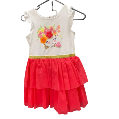  Girls Gillian’s Closet Size 7 Dress Watermelon Pink  / White 