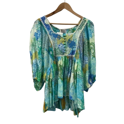 Iris Maxi Womens  Size 14 Blouse Blue / Green 