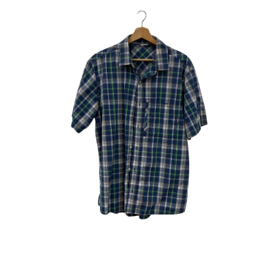  Mens  Size L Short Sleeve Shirt Blue / White 