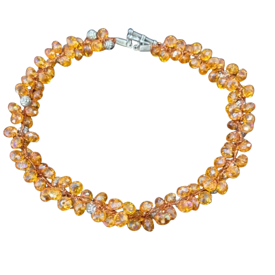 Hand Made Orange Beaded Choker Necklace 