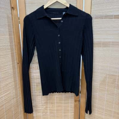 Brazeau Tricot Womens  Size 2 Button-down Cardigan Black  