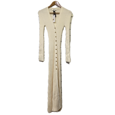 AERE Womens Dress Size 6 Cream Cotton Ribbed Asymmetrical Cardigan Dress