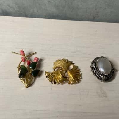  "Flower" 3x Brooch Bundle 