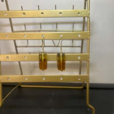 Gold tone and blown glass earrings 