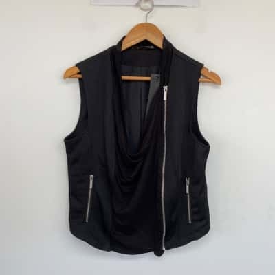 Kardashian Kollection Black Sleeveless Biker Vest Jacket  Size 10 