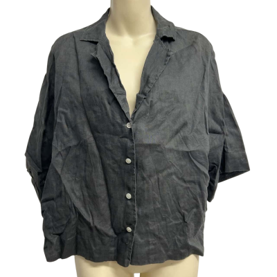 Nude Lucy Womens Size S Grey Linen Top 